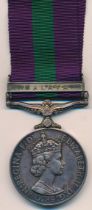 1918-62 GSM (QEII) Malaya clasp to 23337837 Pte R. Kenwrick R. Lincolns, contact marks to initial,