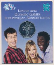 A London 2012 Olympic Games Blue Peter 50p - winner's edition, dated 2009.