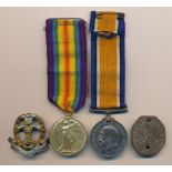 First World War - War Medal and Victory Medal to 267436 Pte J. Wilkinson Midd’x R. nearly mint. With