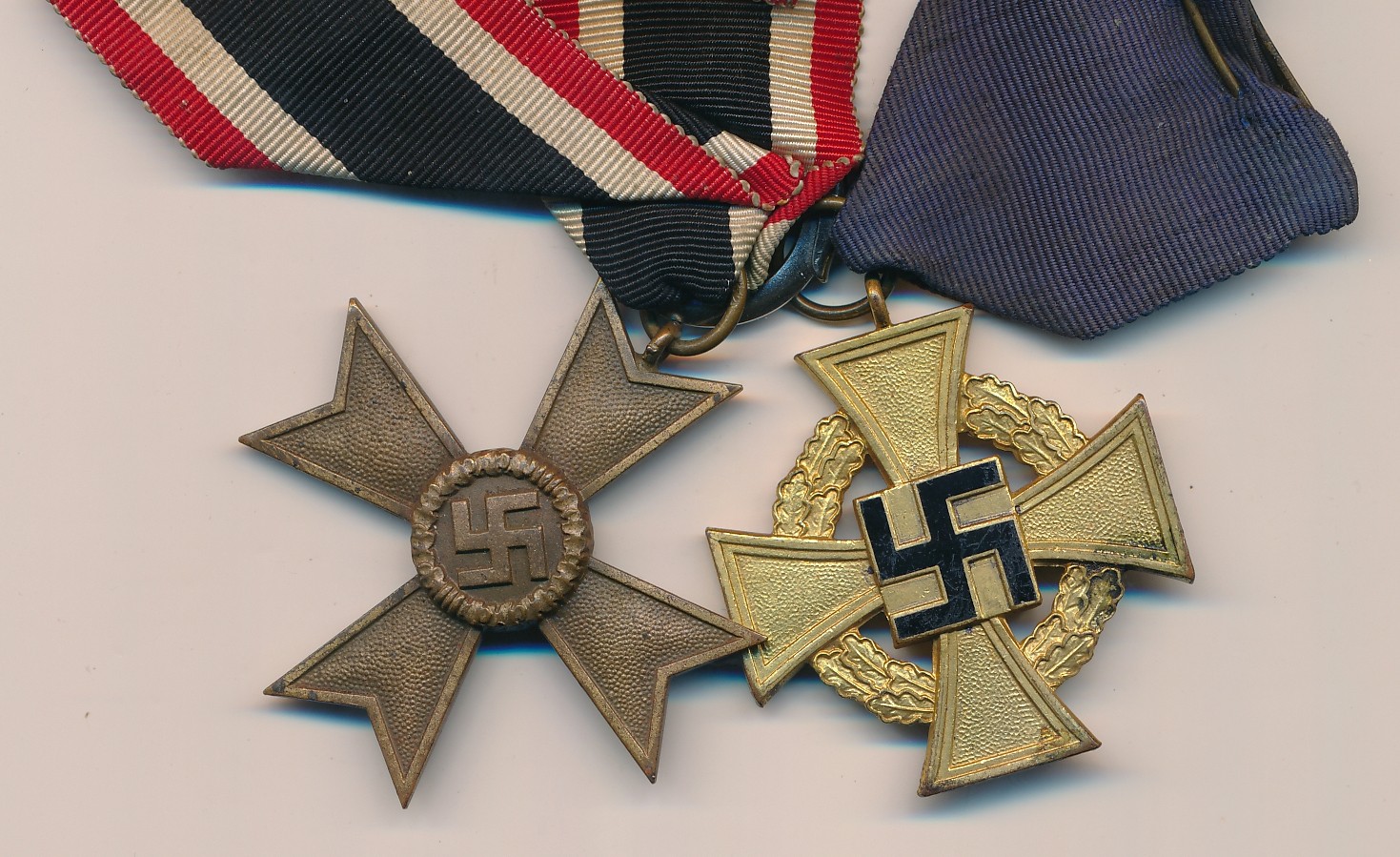 Third Reich medals with War Merit Cross (without swords) and 40 Years Faithful Service Cross, very