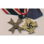 Third Reich medals with War Merit Cross (without swords) and 40 Years Faithful Service Cross, very