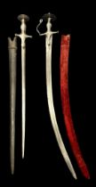 19th Century Indo-Persian Swords. Early 19th Century Indian Tulwar: Featuring a 31-inch, slightly