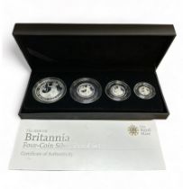 The 2008 UK Britannia Four-Coin Silver Proof Set - Boxed with COA.