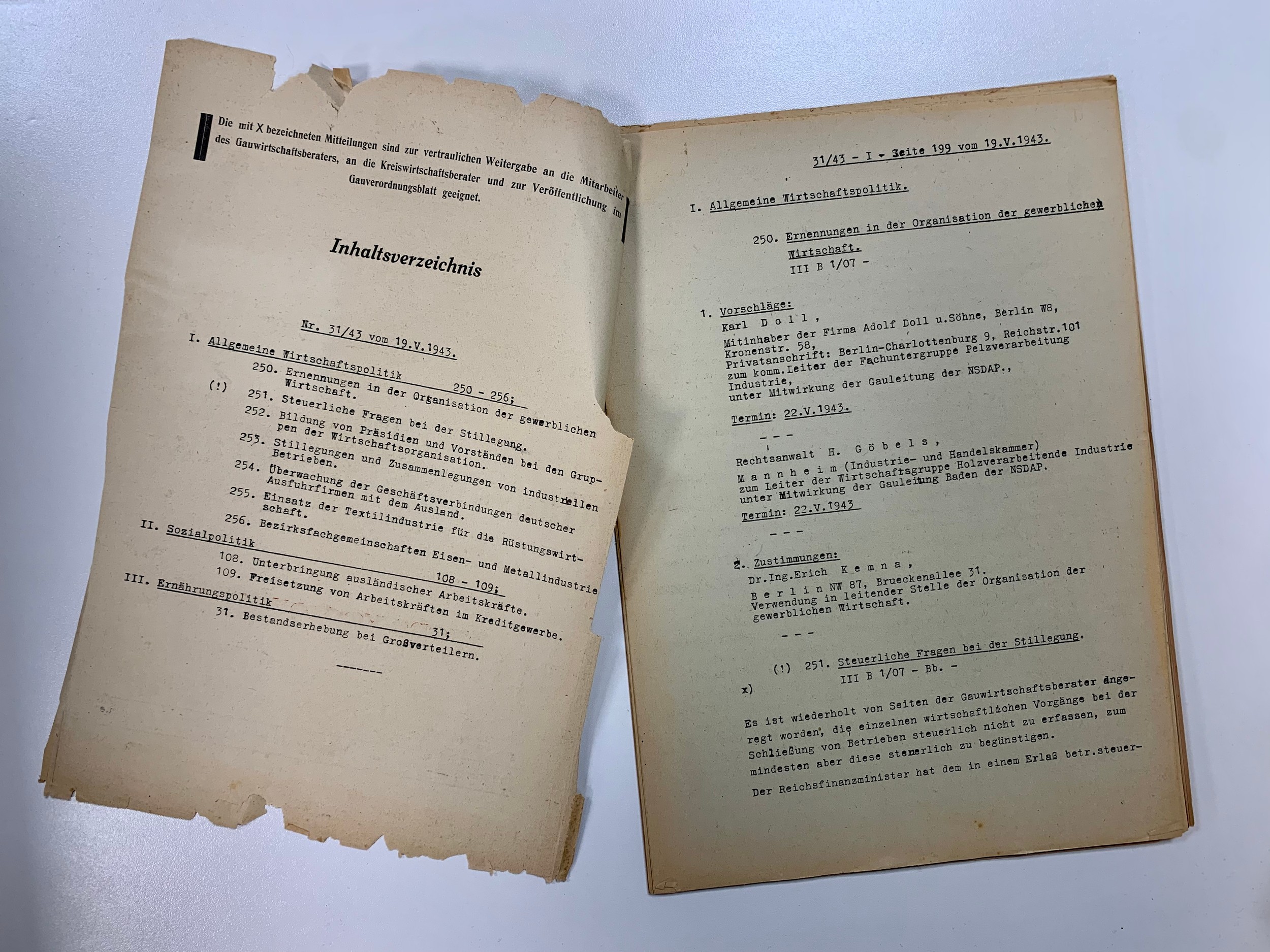 Third Reich, Party Law Firm confidential bulletin relating to General Economic Policy. Front reads ‘ - Image 4 of 5