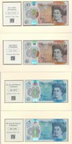 Range of 4 uncirculated modern notes mounted in DateStamp folders, all in blue Westminster boxes