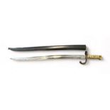 French 1866 pattern chassepot bayonet and scabbard, blade 57cm. Spine of blade marked for 1868.