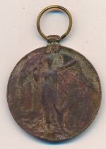 First World War - Victory Medal to 267763 Pte W. Ness North’d Fus, possibly been in the ground,