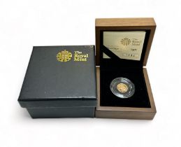 2010 Quarter-Sovereign gold proof FDC in wooden box of issue with Royal Mint certificate and outer