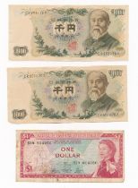 World banknotes (16) in mixed condition with examples from East Caribbean Currency Authority, GB,