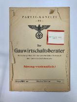 Third Reich, Party Law Firm confidential bulletin relating to General Economic Policy. Front reads ‘