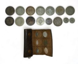 Collection of pre-decimal British coins with pre-47 half crowns (11, including 1889, 1900, 1910),