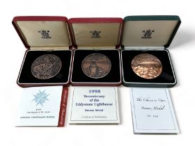 Range of 3 boxed bronze commemorative medals with "The Choice is Ours" by the British Arts Medal