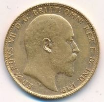 Edward VII 1906P full gold sovereign fine.