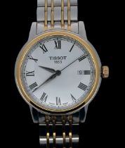 Tissot gents wristwatch 1853 T085410a. White dial with Roman numeral hour markers and outer minute