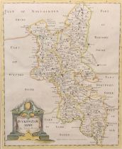 Robert Morden, 18th Century hand coloured Buckinghamshire map by Rob Morden, framed and glazed. 35cm
