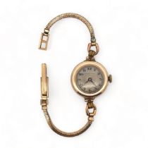 Ladies Walker & Hall 9ct gold watch on plated strap. Sheffield hallmarks.