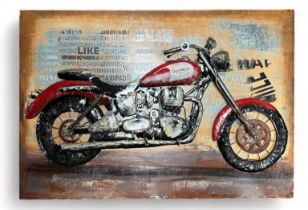 Triumph motorcycle metal sign, approx. size: H80cm x W120cm, generally excellent to good plus (front