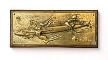 Heinrich Friedrich Moshage (German, 1896-1968), ‘Der Grund Jager’, bronze plaque. Raised torpedo