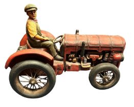 Ornamental Farmer's Tractor painted wood and metal, approx. Height 40cm (16 inches)x Length 50cm (20