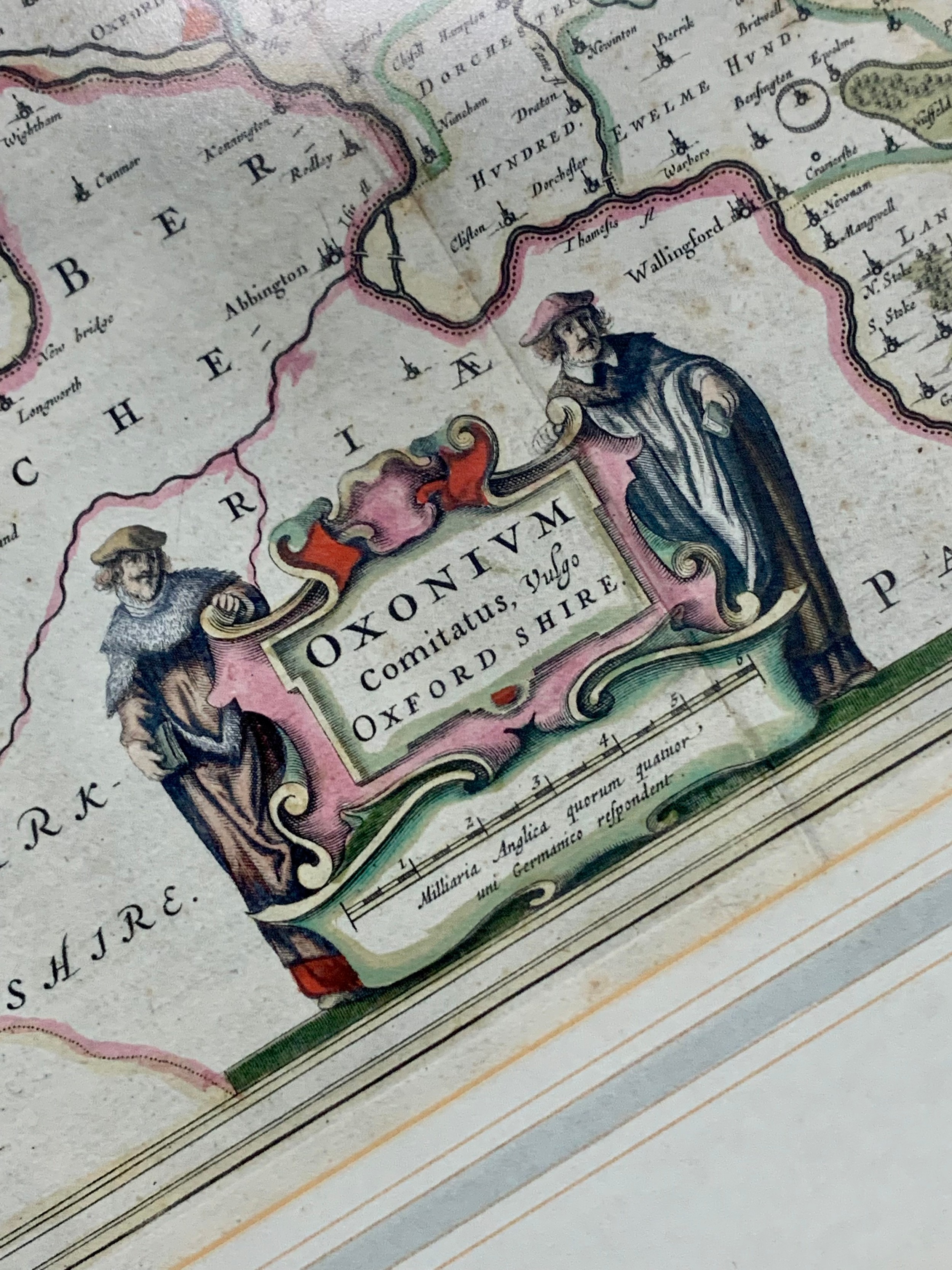 Johan Blaeu, 17th Century hand-coloured engraved map of Oxfordshire by Johan Blaeu. Oxonium - Image 4 of 5