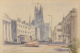 Kenneth Aitken (British, b.1929), ‘ Spencer Street ‘ coloured pencil drawing of Spencer Street,