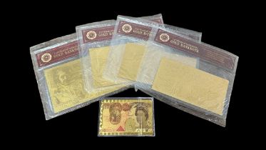 4x Gold banknotes, most sealed in packets with certificate of authenticity declaring 99.9% 24