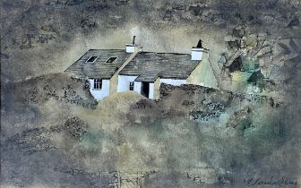 T Leonard Evans (Welsh, 1926-1990), ‘ John Piper’s Cottage ‘ watercolour and ink on paper. Signed T.