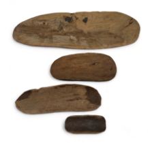 Aboriginal Coolimon's sometimes called Yandi Dishes, set of four largest 47cm x 15cm, 27cm x 8cm,