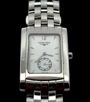 Gents Longines Quartz Tank Watch. Watch working at time of cataloguing.