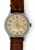 An Ingersoll Ltd London Triumph Wristwatch on a brown leather strap. Gold coloured dial and hands,