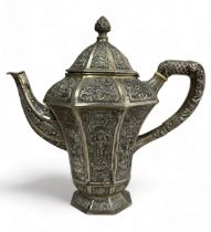 A German continental silver coffee pot decorated in an ornate style. Stamped 800 to base.