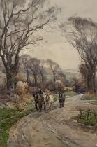 Harold Swanwick (British, 1866-1929), ‘Returning from Work’ watercolour on paper. Watercolour of a