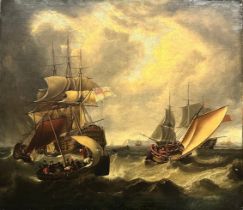 18th / 19th Century English School very large oil on canvas maritime battle painting, possibly of