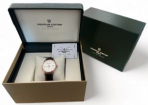 Frederique Constant Geneve automatic gents wristwatch. Silver dial with gold coloured and