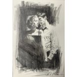 Rob Hefferan (British, b. 1968), original pencil and chalk drawing of a couple, signed lower