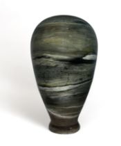 Grey / green marble vase of baluster form. Height 20cm, width 12cm.