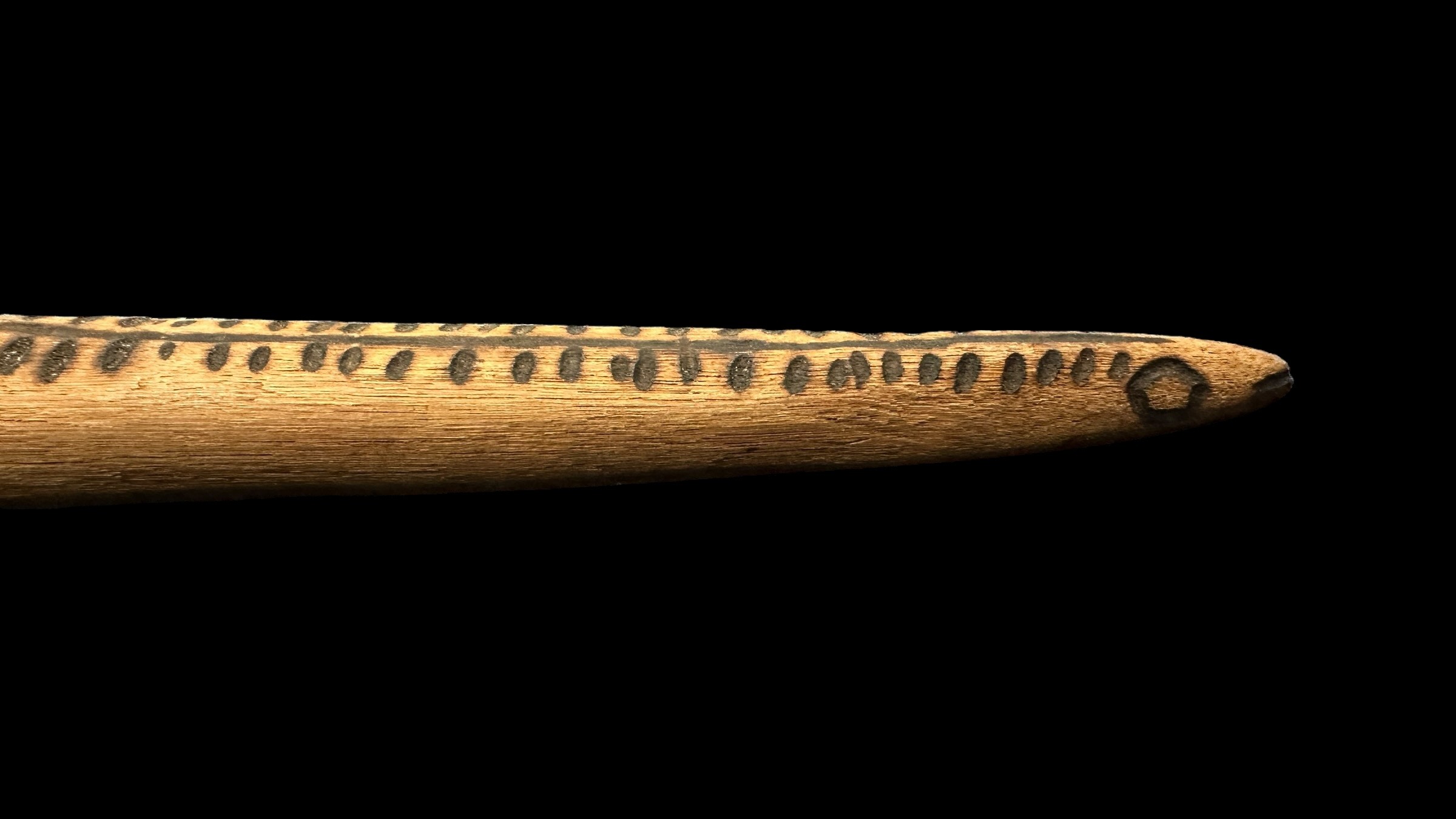 Four Aboriginal Carved Wooden Snakes: The first 92cm in length decorated with poker work dashes - Image 2 of 6