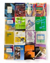 A miscellaneous collection of trombone scores and books including Accent on Achievement Book 1,