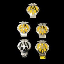 AA badge collection, generally good plus or better, with AA yellow dome design 1945-1967 badges Nos.