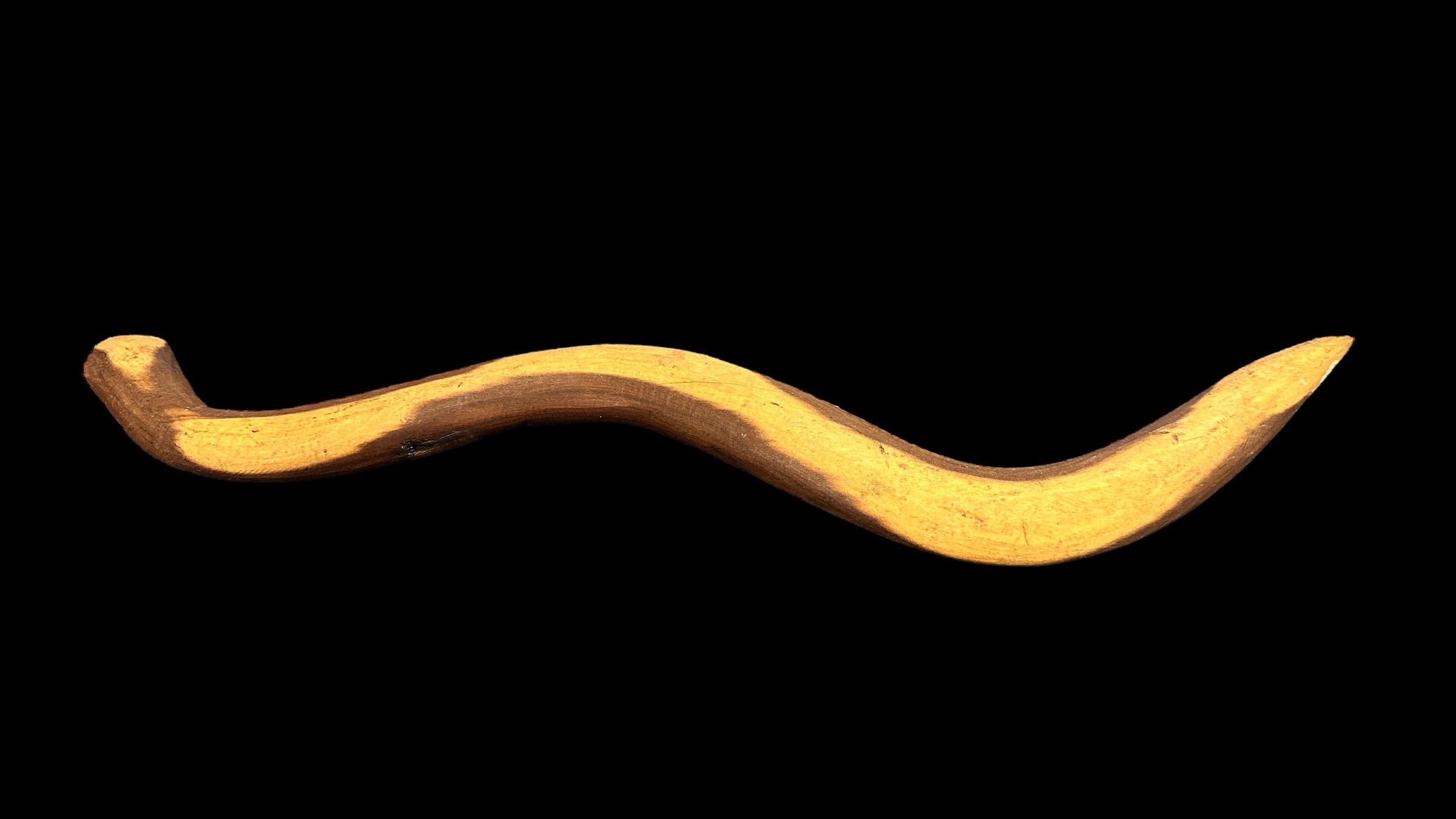 Four Aboriginal Carved Wooden Snakes: The first 92cm in length decorated with poker work dashes - Image 6 of 6