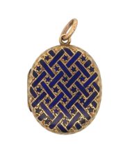 A Victorian blue enamel locket.