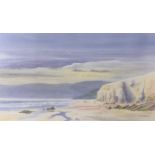 David Bellamy (British, b. 1943), ‘ Newgale Beach at Maidenhall Point ‘ watercolour on paper. Signed