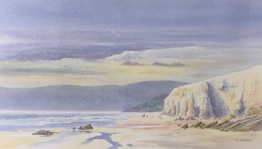 David Bellamy (British, b. 1943), ‘ Newgale Beach at Maidenhall Point ‘ watercolour on paper. Signed