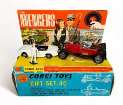 The Avengers gift set No. GS40, with excellent Steed's Bentley including Steed figure, good fair