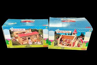 TOMY Sylvanian Families School No. 3136 and Bakery No. 3137, generally excellent to good plus in