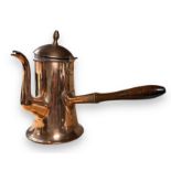 18th / 19th Century copper chocolate pot, with turned wooden handle. Heart shaped attachment to