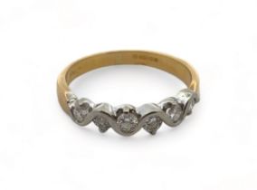 18ct gold and six stone diamond ring, size K