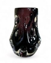 Liskeard Glass, a purple “ knobbly “ art glass vase by Liskeard Glass. With Liskeard Glass Hand-made