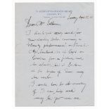 Fritz Kreisler (Austrian, 1875-1862), autographed letter to a Mrs Selbourne regarding a potential