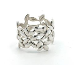 A Tiffany & Co silver 'Olive Leaf' ring, designed by Paloma Picasso. Signed and stamped with Tiffany